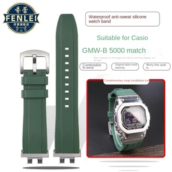 For Casio G-SHOCK 35th Anniversary GMW-B5000 GM-B2100 Metal Small Square Series Strap Silicone Quick Release Rubber Watch Band