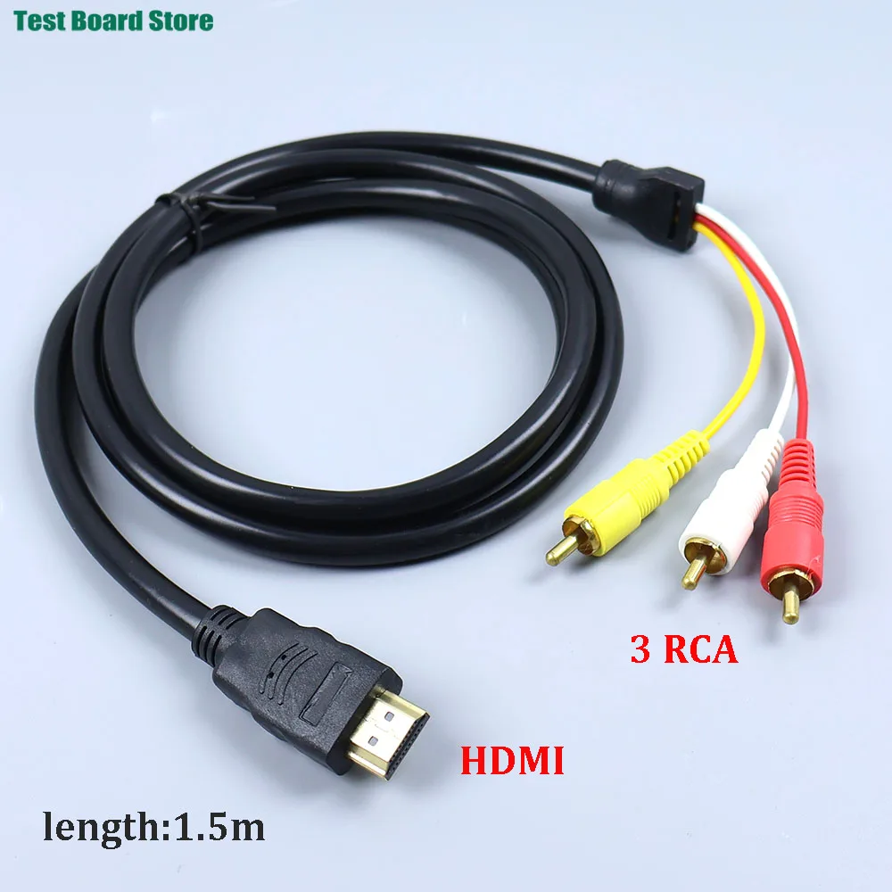 HDMI Male to 3-RCA Video Audio AV Cable Connector Adapter  For TV HDTV DV DVD PC Length 1.5M