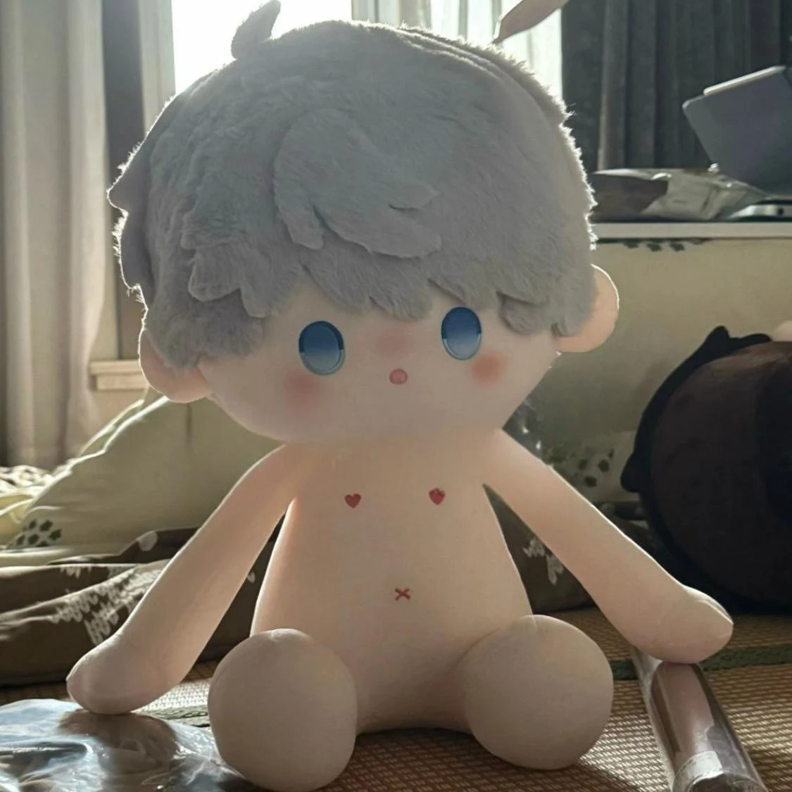 Love and Deepspace Xavier Cosplay posizione seduta bambola di cotone Furry 40cm Maumet Naked Baby Puppet delicato cartone animato Anime carino