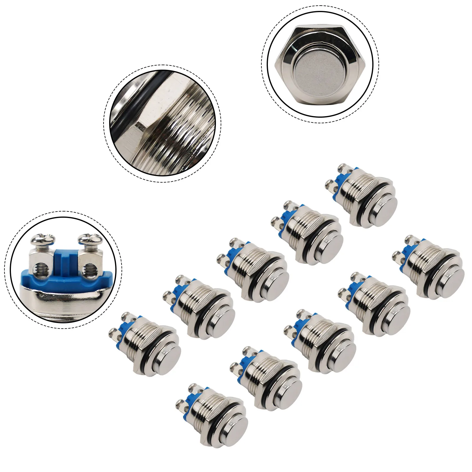 Switches Button Switches Momentary Normally Open 10pcs High Round On Off Push Button Screw Terminal Waterproof