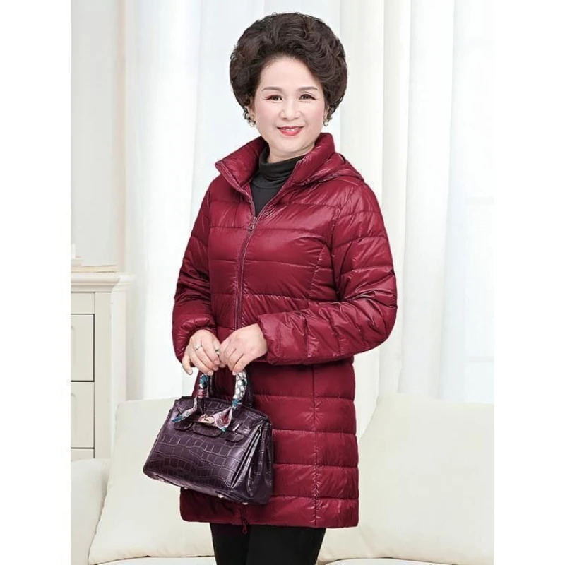 Chaquetas de plumón de pato blanco para mujer, nueva chaqueta acolchada con capucha y cremallera para mujer, Parkas con capucha de autocultivo 2025