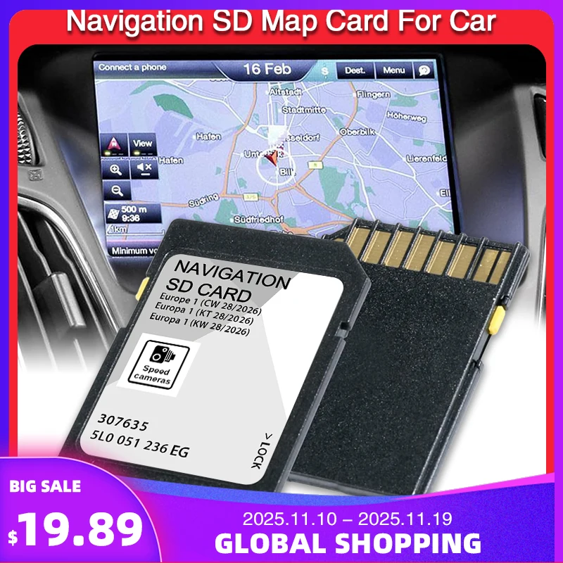 

for Skoda GPS Accessories 32GB MIB2 Europe Map Navigation SD Card 5L0051236EG 2026 A1 Discover Media Sat Nav Fast Delivery