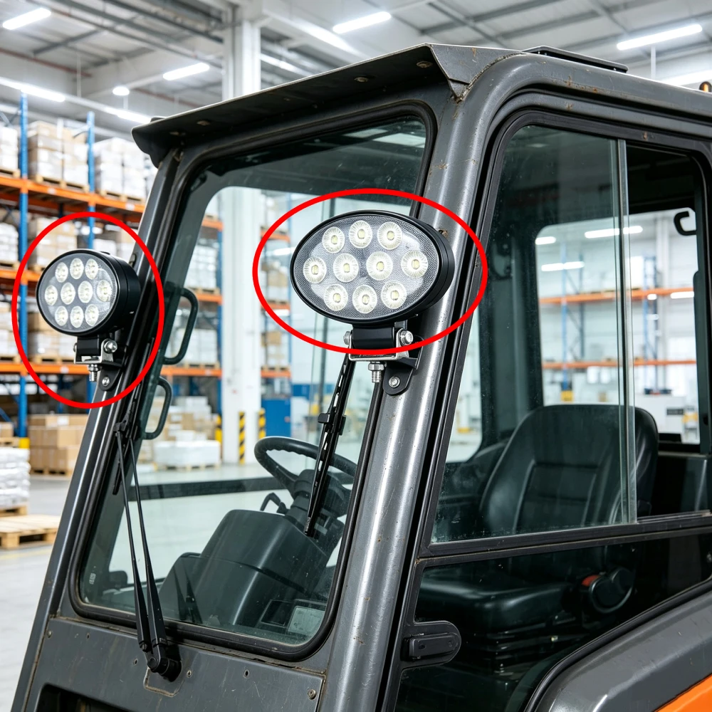 2Pcs 12V - 60V LED Work Light For Forklift Loader Road Roller Excavator Front Light Flood Light Lighting Max 40W