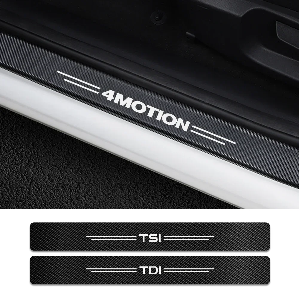 

4Pcs Car Door Sill Sticker For VW Volkswagen TSI TDI 4Motion Tiguan Passat Polo Golf Touareg Vinyl Decal Auto Tuning Accessories