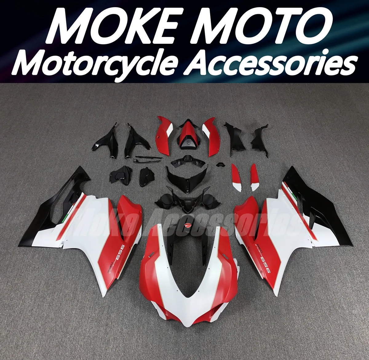 

Moke moto Fairings Kit Fit For 959 1299 Panigale 2015 2016 2017 2018 Bodywork Set Abs Injection Red White Anniversary New