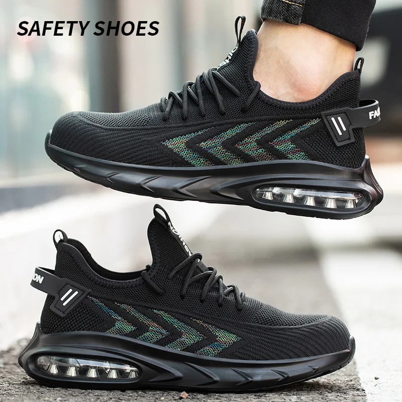 Fashion labor protection shoes men's anti-smash anti-puncture work shoes breathable shock absorbent wear safety work shoes M1144