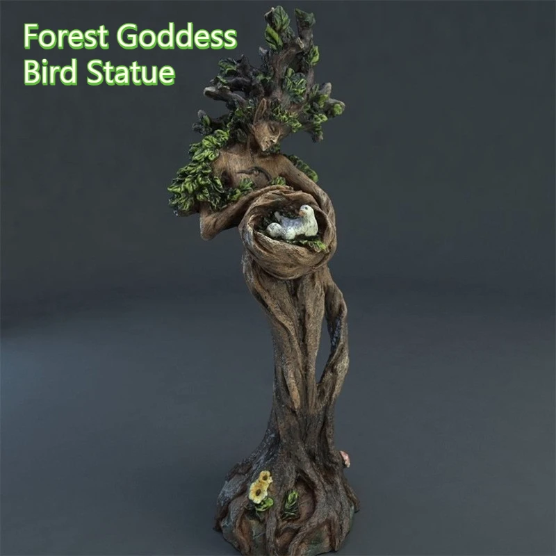 

Forest Goddess Bird Statue - Handcrafted Resin Sculpture for Desktop & Garden Decor, Mythical Nature Themed Artistic Ornament