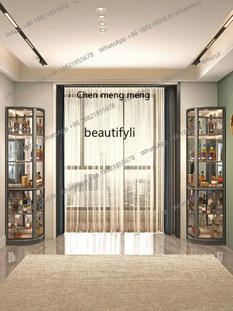 cn8350 ssLight Luxury Corner Fan-Shaped Wine Rack Display Cabinet Living Room Solid Wood Triangle Corner Wall Dining Side Wine C