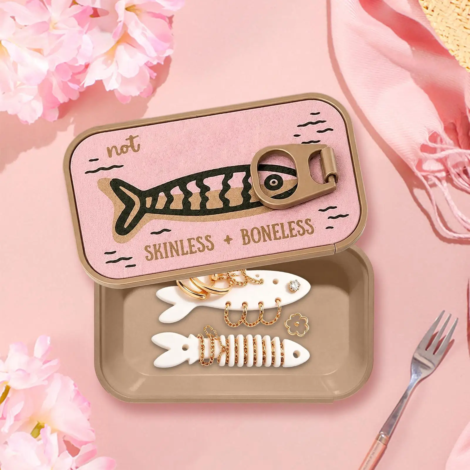 Cute Sardine Can Jewelry Box Easy Open Lid Necklace Earring Storage Case Practical Household Organizer Portable Container
