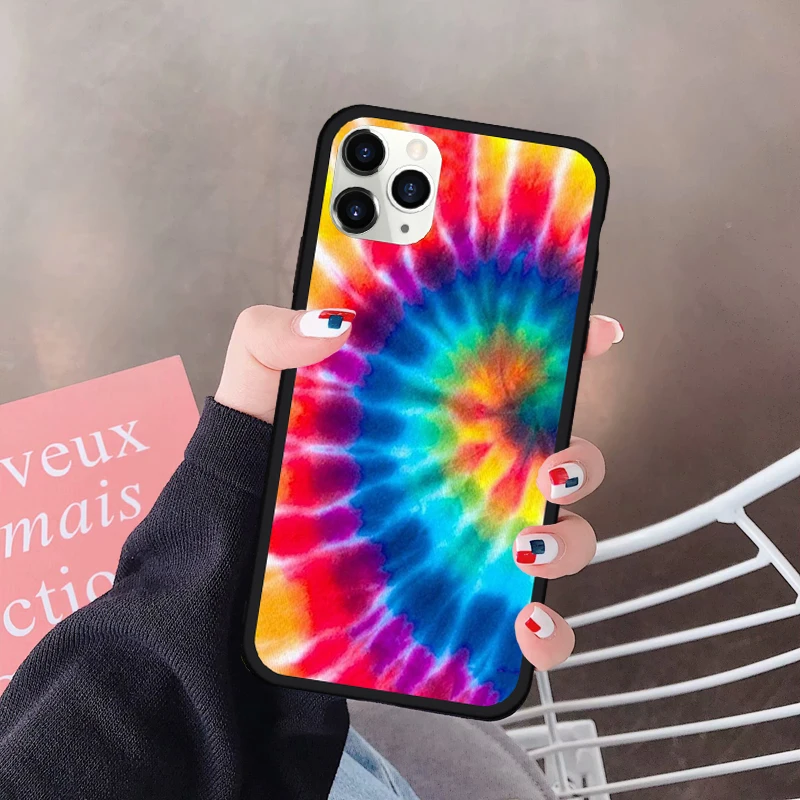 Colorful Tie Dye Rainbow Phone Case for IPhone 7 SE20 11 13 14 15 Pro Max 12 XR XS MAX X 8 Plus Silicone Soft Cover Matte Fundas