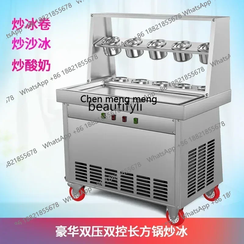 

FF YH Fried Yogurt Machine Commercial Fried Ice Machine Automatic Thai Thick Cut Fried Ice Cream Roller