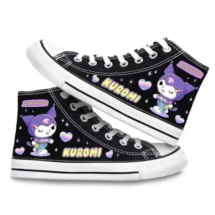 Real Pictures drop shipping 2025 New man Canvas Shoes Student Female plus size Cute black sports Shoes Spring Kuromi women shoes