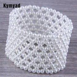 Kymyad Bracelets Jewelry For Women Bijoux Femme Simulated Pearl Beads Wide Bracelet Handmade Woman Bracelet Christmas Gift