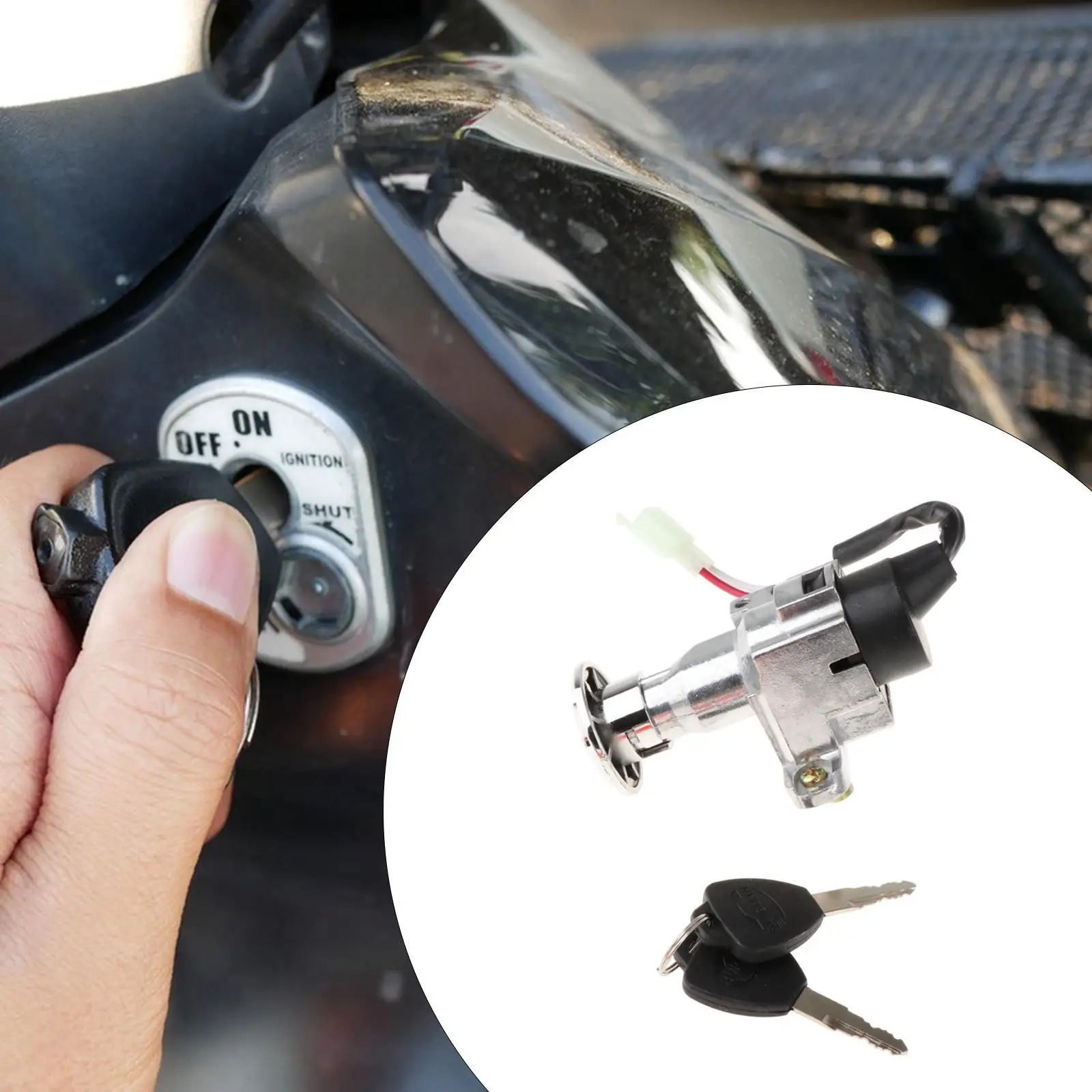 Electric Cycle Ignition Lock Kit Metal Construction Anti-theft Easy Installation for Ebike Scooter
