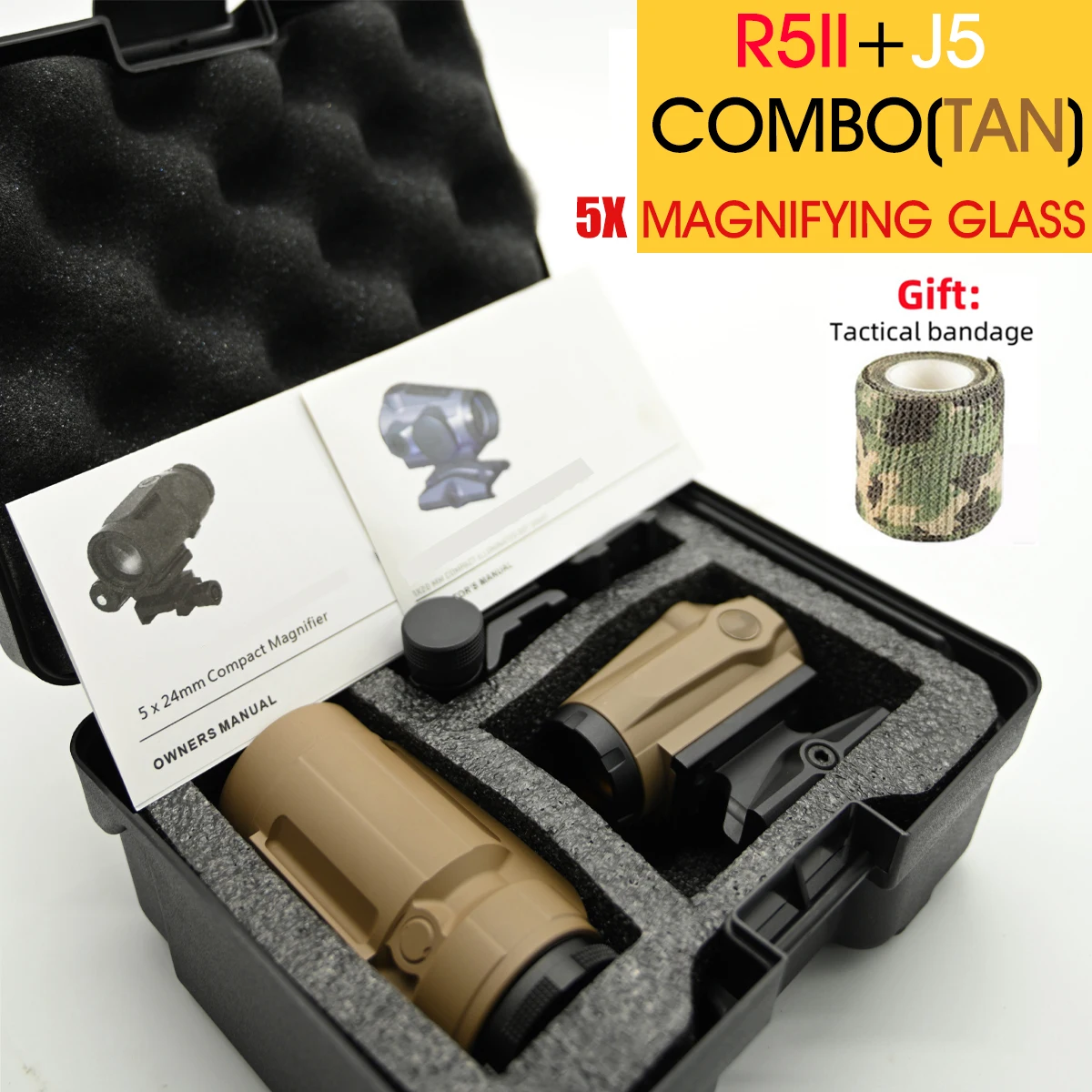 R5II Red Dot Verlichte Holografische Richtkijker 3x/5x Vergroten Side Flip Tactische Combo Reflex Scope Sight Kit Collimator