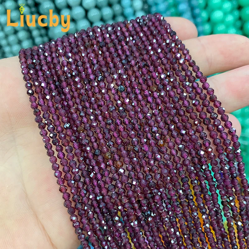 الحجر الطبيعي الأوجه الأحمر الداكن الكوارتز خرز الماس لصنع المجوهرات DIY بها بنفسك شخصية الديكور أساور 15 "بالجملة 2/3 مللي متر