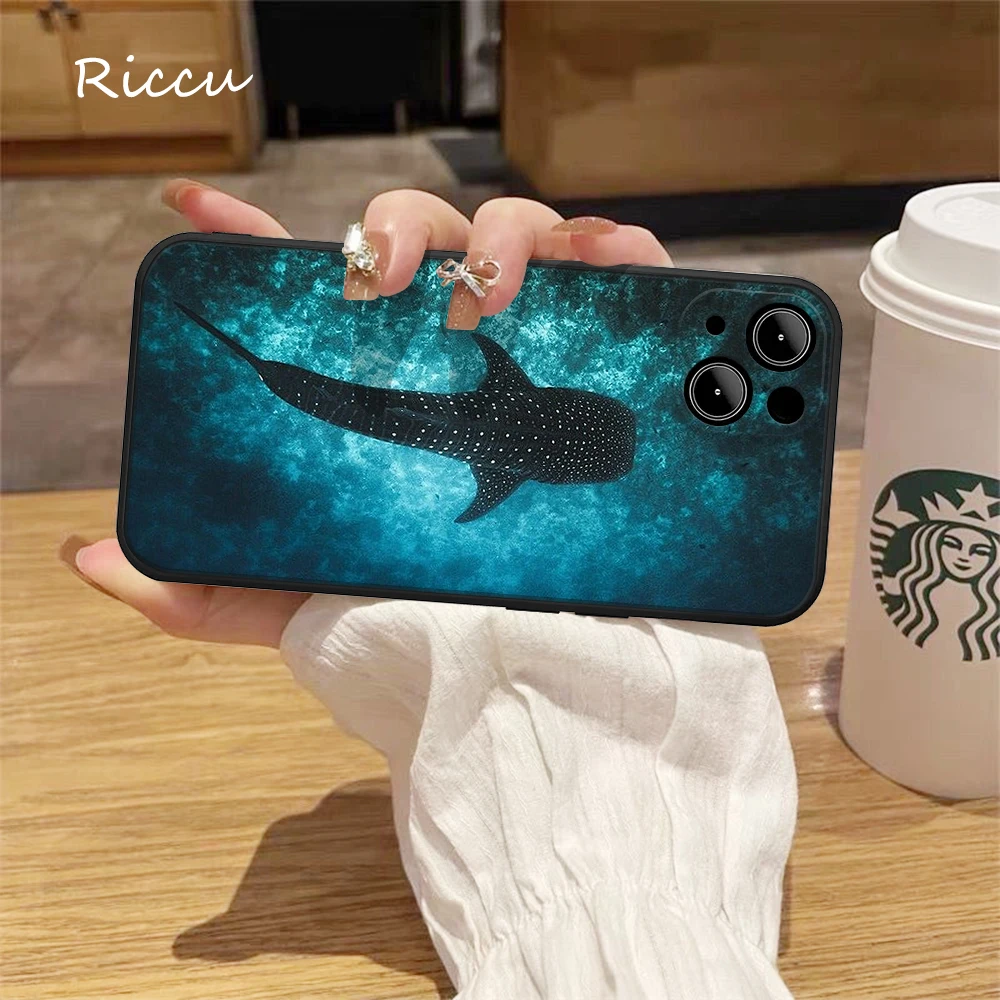 FOR IPhone 14 Ocean Whale Shark Swimming Soft Case for Iphone 14 11 12 Pro 8 7Plus X 13 Pro MAX SE2020 XR XS Soft Covers