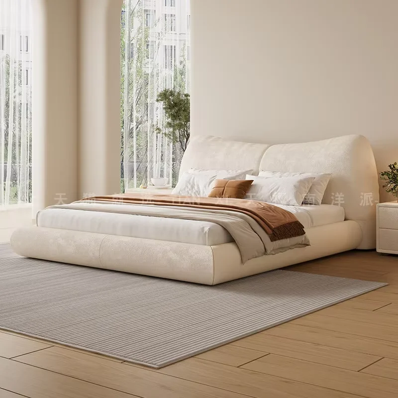 Modern Beige Double Bed Design Adjustable Tanning Murphy Double Bed Luxury Adjustable Cama Matrimonial Bedroom Furniture