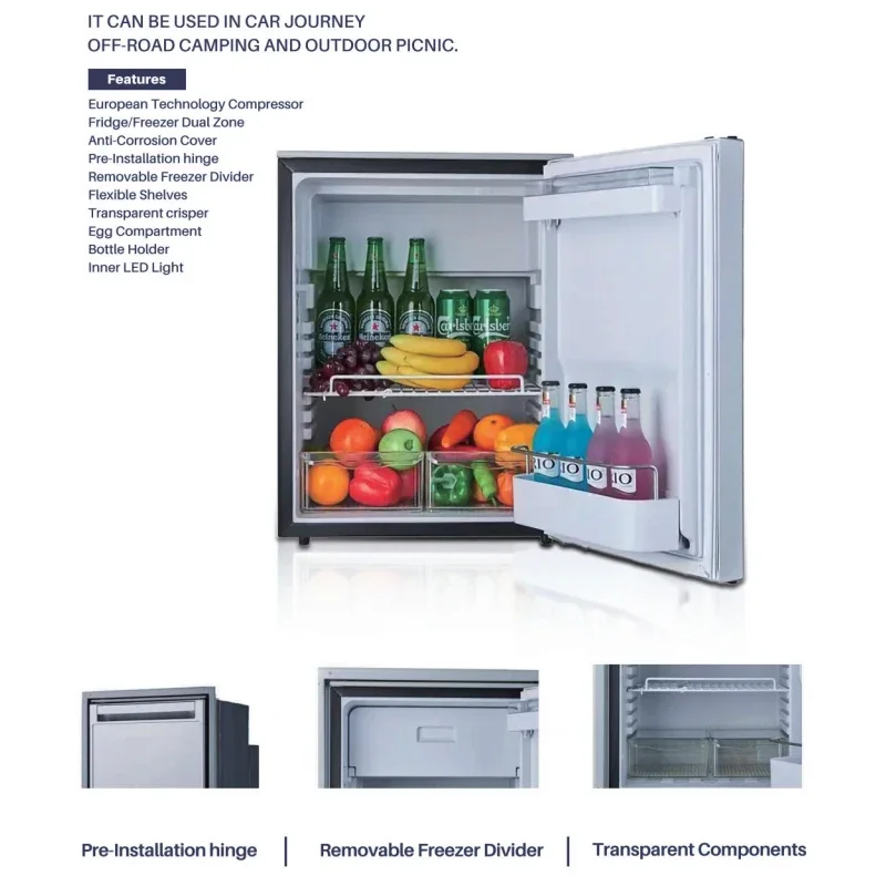 حار بيع 20-95L تيار مستمر التيار المتناوب مناطق مزدوجة شحن الطاقة الشمسية ثلاجة كبيرة محمولة الفريزر 12 فولت الثلاجة لسيارة شاحنة رحلة الطريق السفر