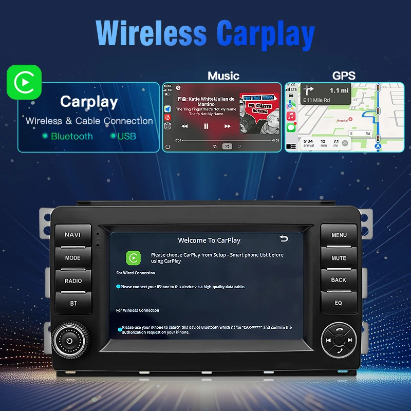 2025 7 بوصة لينكس سيارة ستيريو لاسلكي CarPlay أندرويد السيارات نظام تحديد المواقع FM DSP بلوتوث مشغل وسائط متعددة لبنز الذكية Fortwo