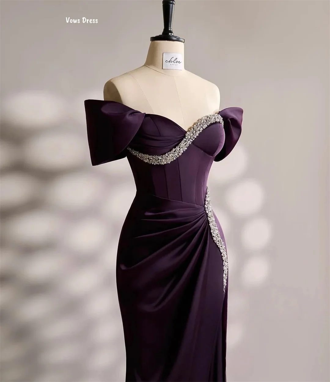 Vows robes de soirée sur mesure pour les femmes robe de soirée de mariage robe élégante bustier tubulaire queue de poisson strass robes de bal bal