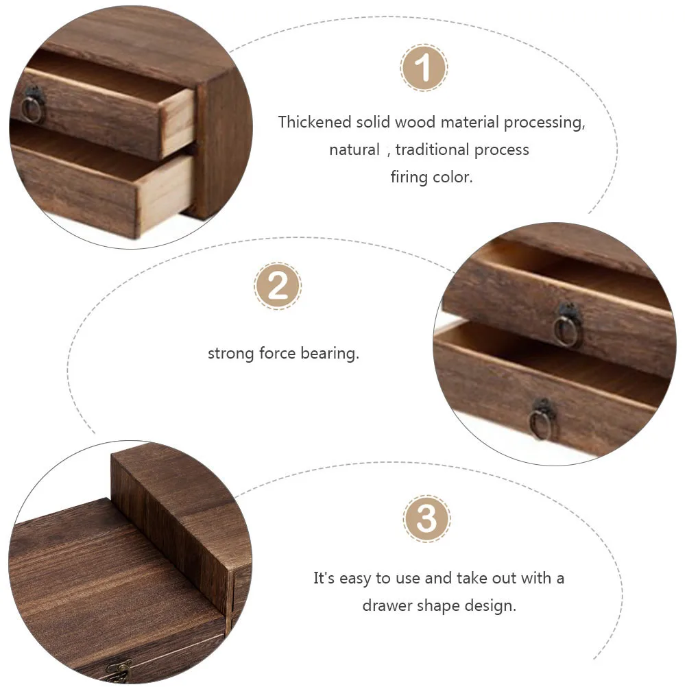 

Multi-layer Drawer Tea Cake Box 2 Layers Brown Wooden Organizer Retro Style Pu'er Tea Storage Kitchen Bar Item Eco-friendly