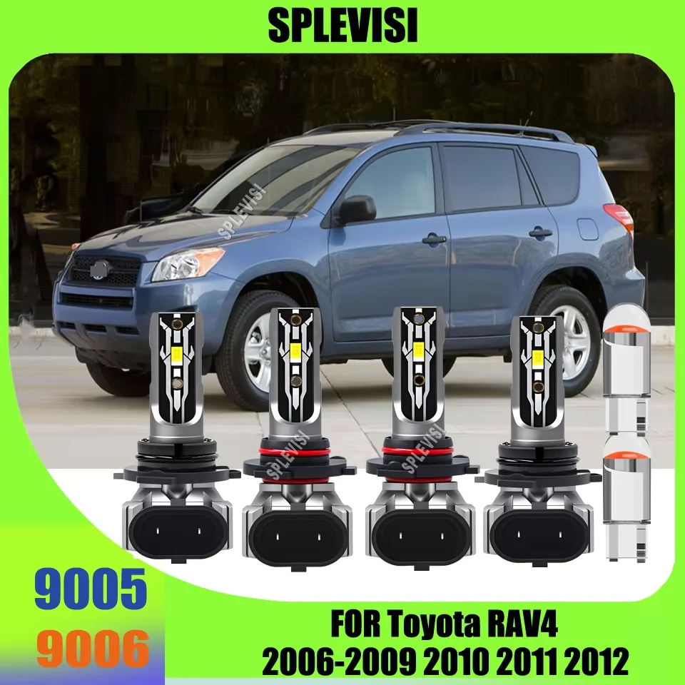 LED High Low Headlight Lamps - Exact OEM Replacement Bulb Size For Toyota RAV4 2006 2007 2008 2009 2010 2011 2012