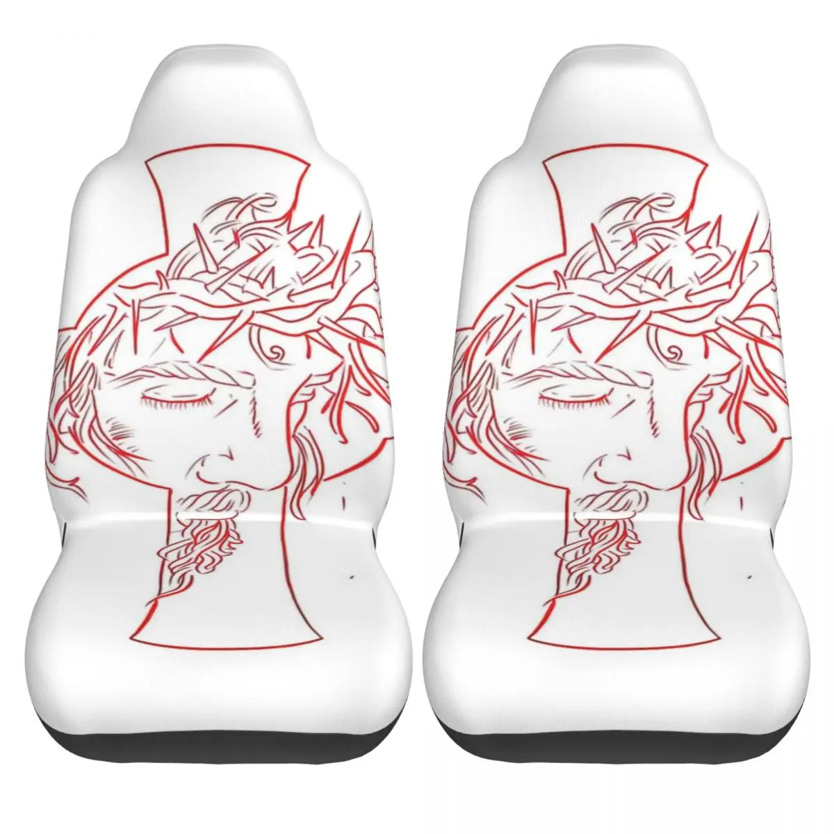 Jesus Tattoo Car Seat Cover Custom Printing Universal Front Protector Accessories Cushion Set