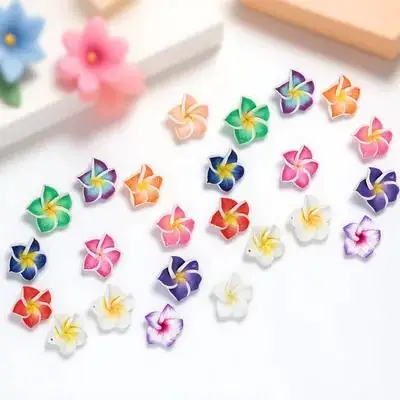 

50Pcs Soft Clay Flower Materials Premium Polymer Clay Plumeria for Keychains Clothes Crochet Headbands Decor DIY Beads Phone