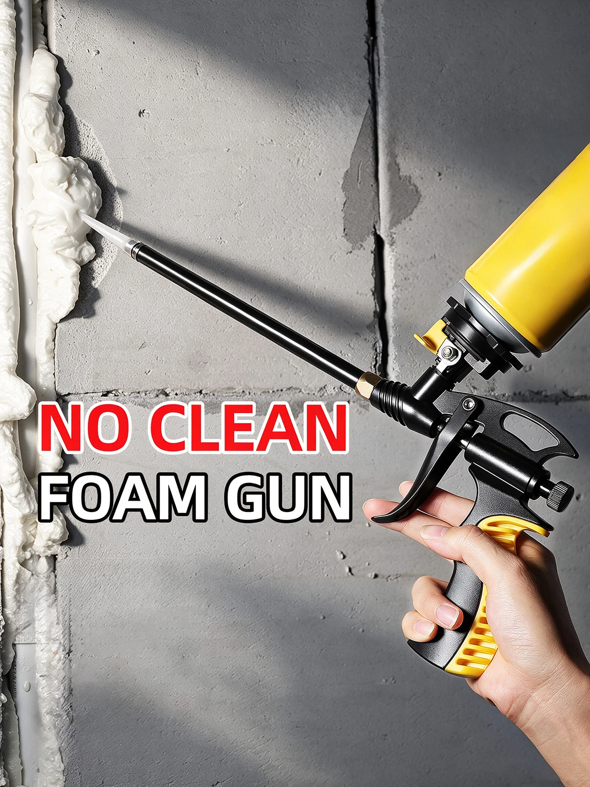 PTFE Coated PU Foam Gun Metal No Clean Polyurethane Sealant Applicator Durable Caulking Tool For Construction Home Renovation