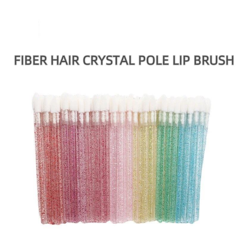 Disposable Barrel-Style Lip Gloss Brushes Portable Beauty Tools with Solid Handle Colorful