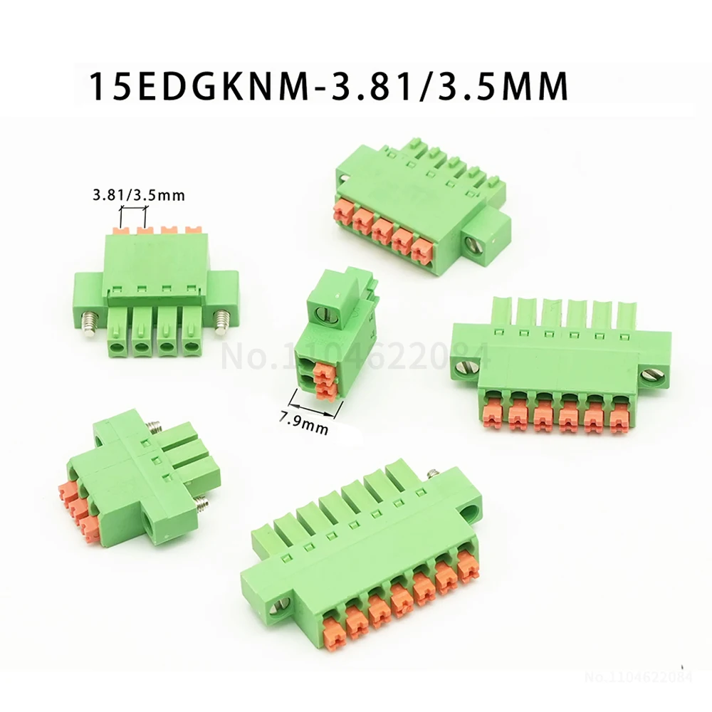 (1 Set) KF 2EDGKNM + 2EDGVM / 2EDGRM 3.5mm 3.81mm Ultra Thin Plug PCB Board Solder Board with Lugs Spring Type Wiring 15EDG 3.81