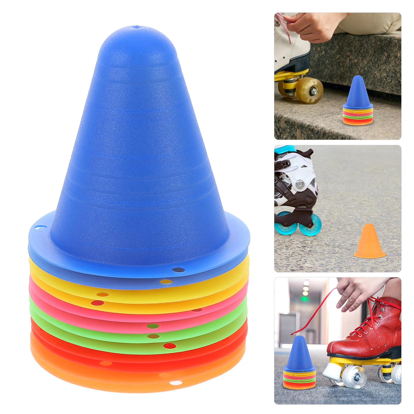

12pcs Roller Skating Piles Mini Cones Plastic Training Drills Soccer Kids Football Bright Colors Stackable Lightweight Practical