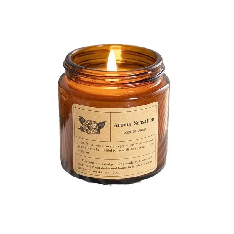 Brown Glass Cup Aromatherapy Candle Smokeless Scented Wax Candle For Home Decor Birthday Valentines Day Christmas Gift Glass Jar view 6