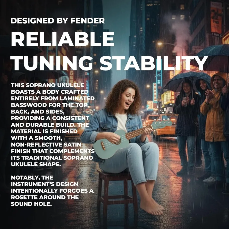 Ukelele soprano veneciano en gris sónico para entusiastas de la música y principiantes Diseño compacto con tono rico y jugabilidad suave I