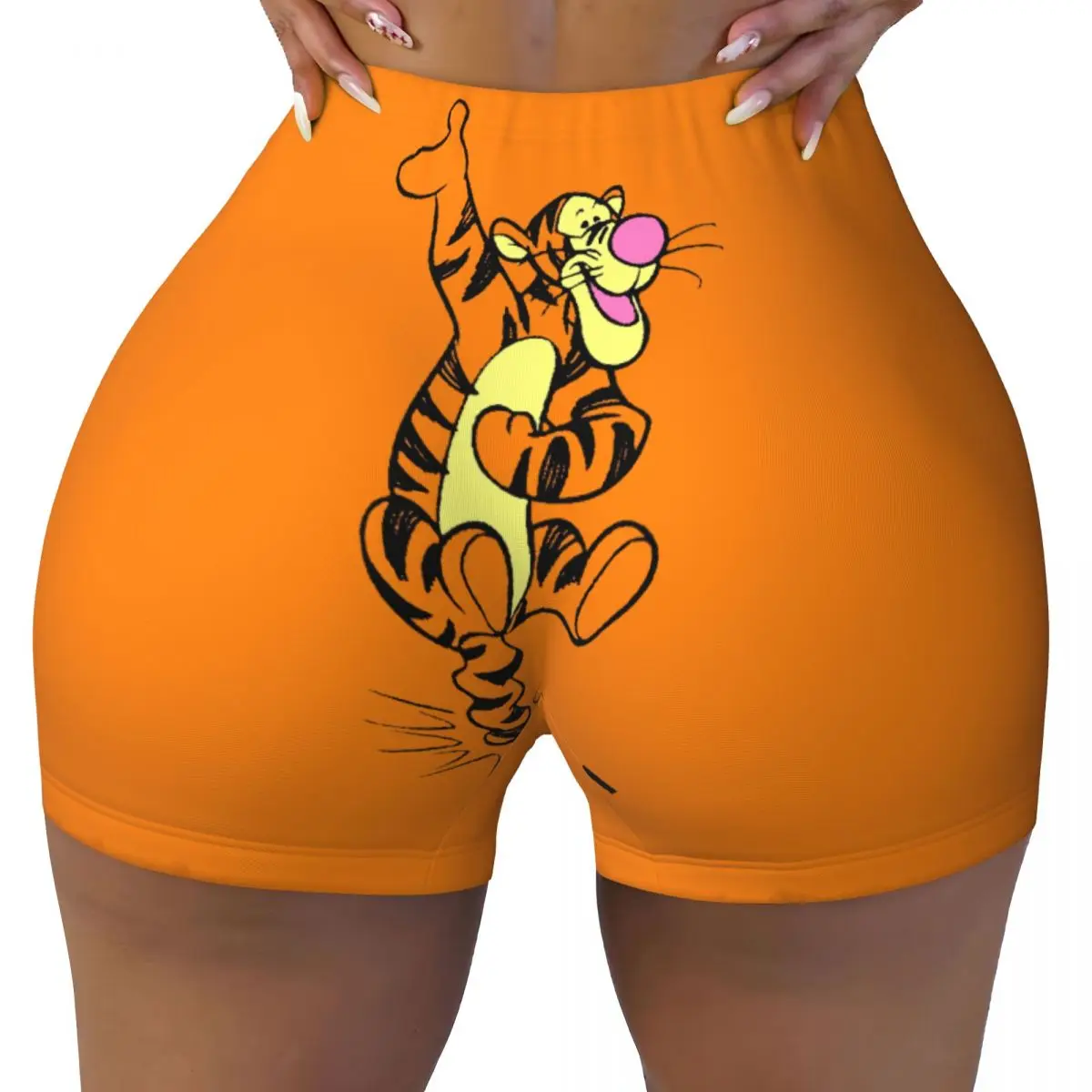 

Custom My Friends Tigger Pooh Cartoon Workout Shorts Women Gym Volleyball Biker Yoga Shorts