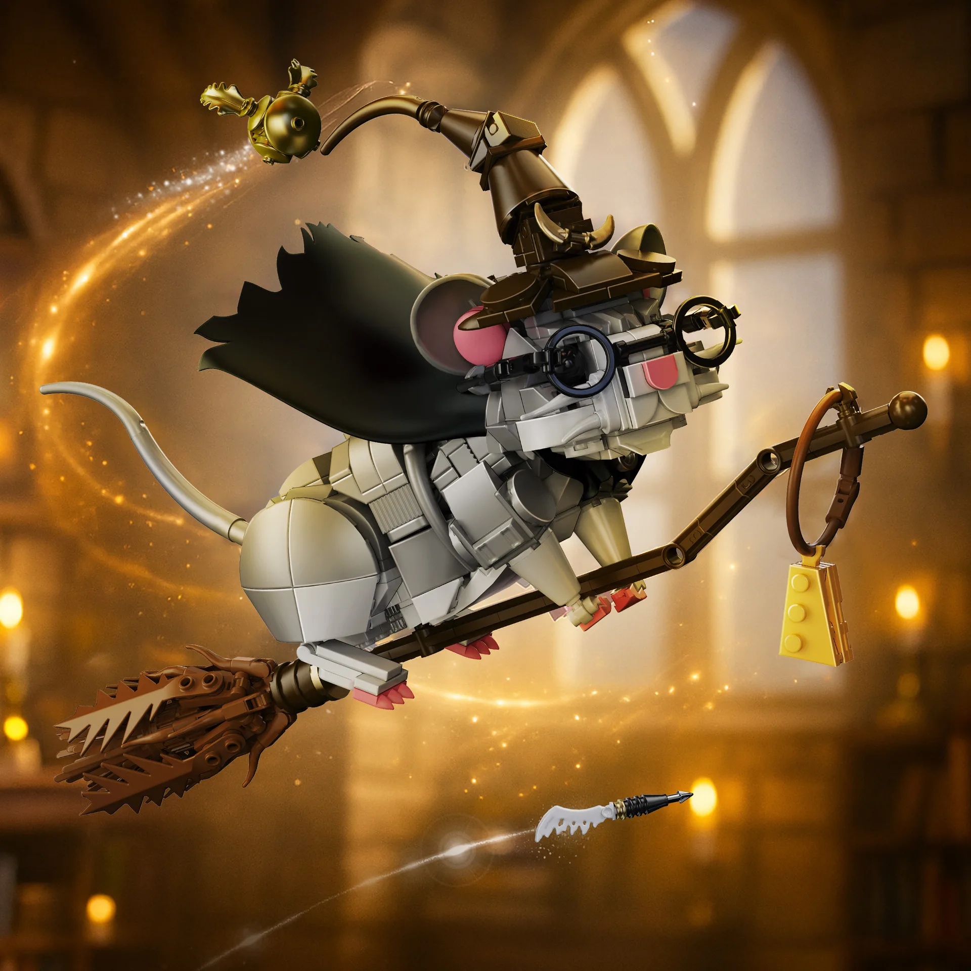 

Набор строительных блоков «Мышка»: Волшебная шляпа, лампа, конструктор, развивающая игрушка для детей, подарок, декор для комнаты в стиле фэнтези