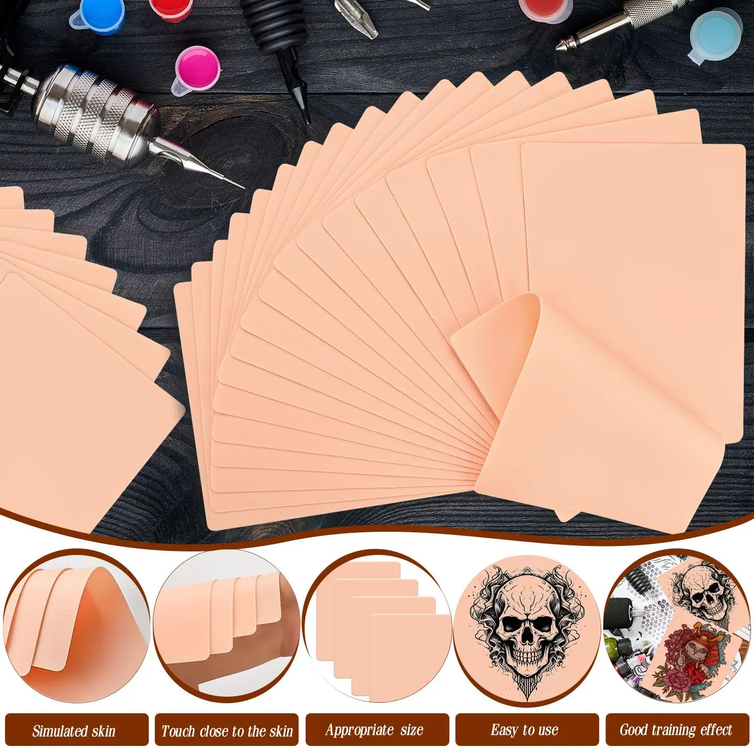 1/3/5/10/15/20Pcs*Blank Tattoo Practice Skin Fake Skin Synthetic Leather For Permanent Makeup Tattoo Beginner Exercise Tool