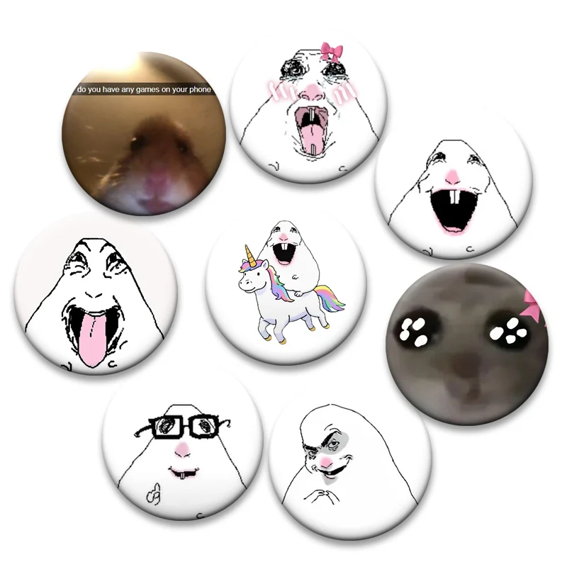 Hamster Meme Funny Button Pins Round DIY Creative Brooches for Backpack Jewelry Accessories Gifts Daily Stylish Ornament Badge