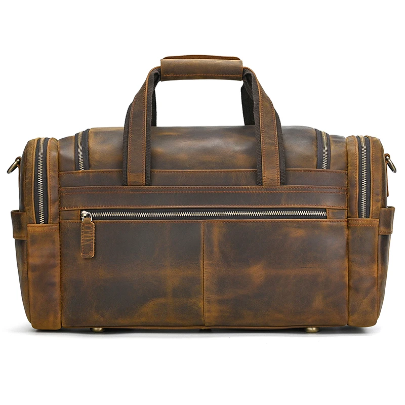 High Capacity Leather Travel Bag Retro Fashion Luxury Men\'s Travel Bags Duffle Bags 100% Genuine Leather Male Travel Handbags