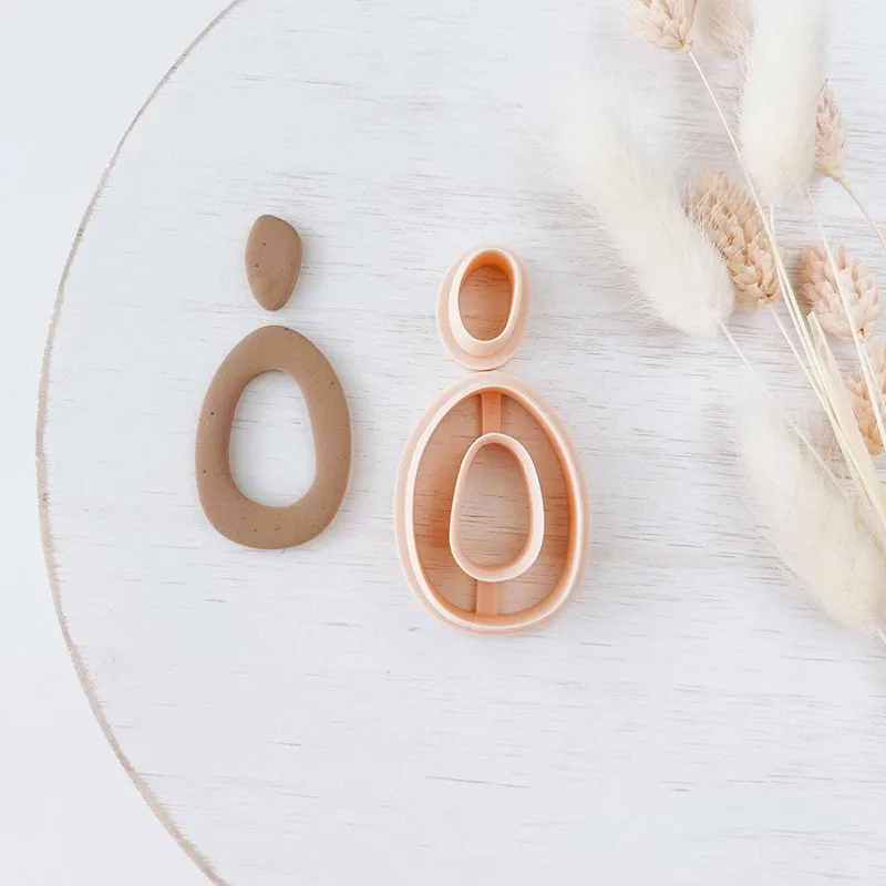 기본 기하학 모양 폴리머 클레이 귀걸이 커터 2 개/대 매달려 클레이 커터 추상 모양 절단... - 4