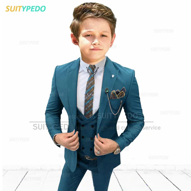 2025 Kids Boys Suit 3 Pcs Set Gentlemen Child Birthday Party Custom Costume Homecoming Teenager Formal Blazer Vest And Pants