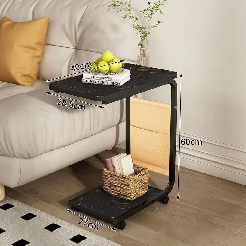 Side table, small coffee table, movable living room, sofa, side corners, pulleys, mini tea table, minimalist bedroom,End Tables