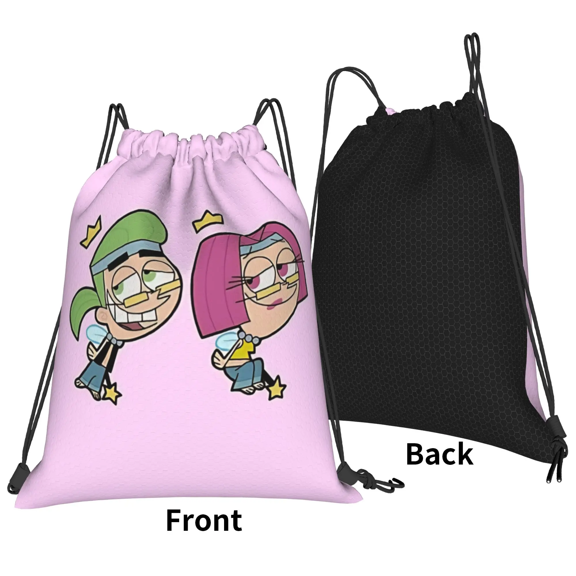 Fairly Odd Treasures playful cartoon Portable Hiking Riding Gym Drawstring Storage Sporty Backpacks