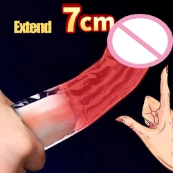 Men's Penis Dildo Cover Reusable Chastity Belt Cage Peni Extension Ring Delayed Ejaculation Luminous Condom Adult Sex Toy Couple