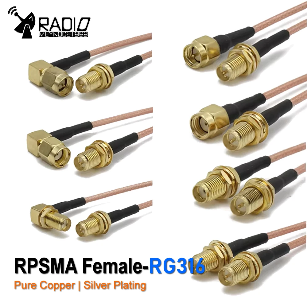 RG316 SMA to SMA / RP-SMA RF Coaxial Cable Male Plug to Female Jack Bulkhead Crimp Extension Pigtail Jumper Wire
