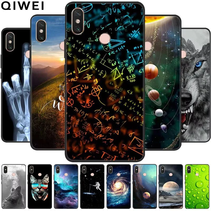 For Xiaomi Mi Max 3 Case Black Silicon TPU Soft Phone Cover for Xiaomi MAX3 Mi Max 3 Shockproof Bumper Animals Wolf Painted Capa