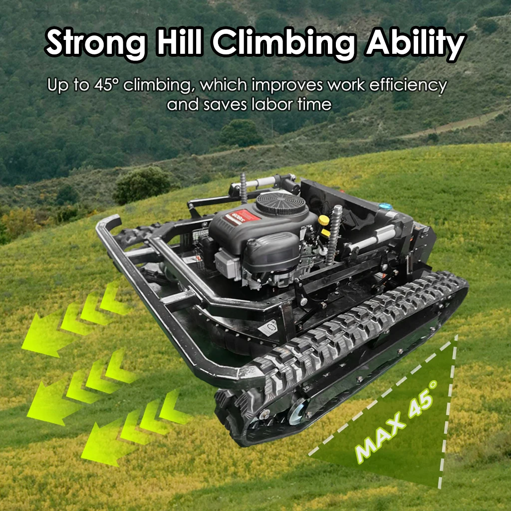 MMS Tipe Tangki Taman Perayap Remote Control Pemotong Rumput 800MM Mesin Pemotong Rumput Bensin Mesin Pemotong Robot Pengiriman Pintu Ke Pintu