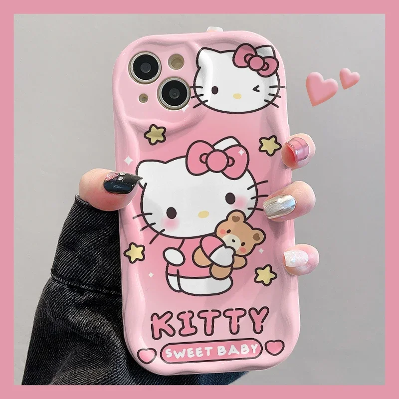 Cartoon Sanrio HelloKitty Case for Samsung Galaxy S23 S22 S21 Ultra Plus S20 FE A73 A72 A71 A54 A53 A52 A51 A50 A50S 4G 5G Cover