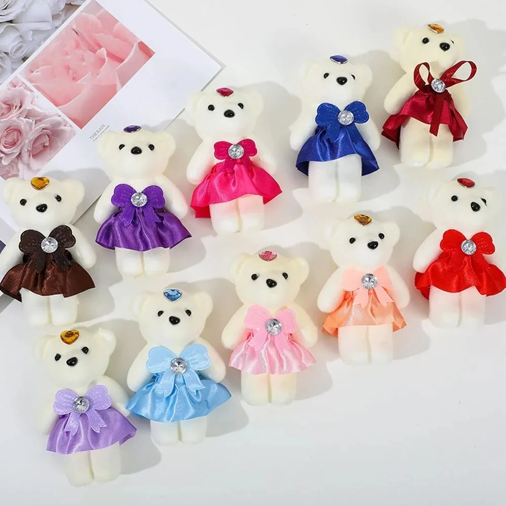 10 PCS Small Teddy Bear Cartoon Birthday Flower Bouquet Foam Bear Doll Wedding Valentine's Day Decoration Love Gift Hard Foam